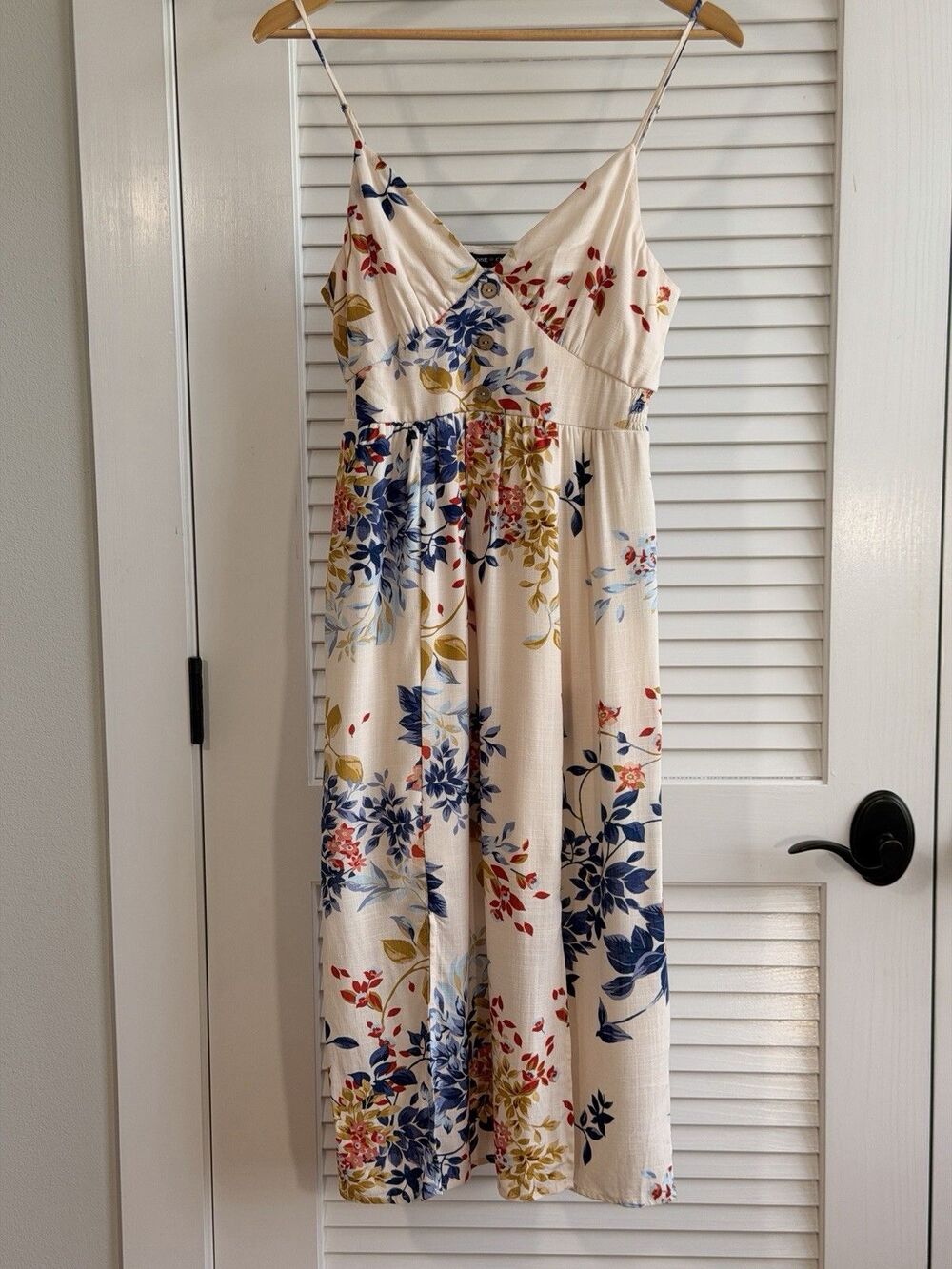 One Clothing Los Angeles Floral Midi Dress Women's M Faux Wrap Adjustable Straps